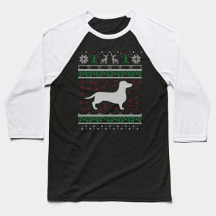 Dachshund Ugly Christmas Sweater Gift Cute Baseball T-Shirt